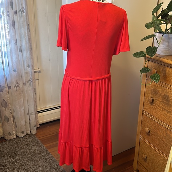 New with Tags Lane Bryant Red Ruffle Sleeve Tiered Wrap Dress Size 22 - Picture 6 of 11
